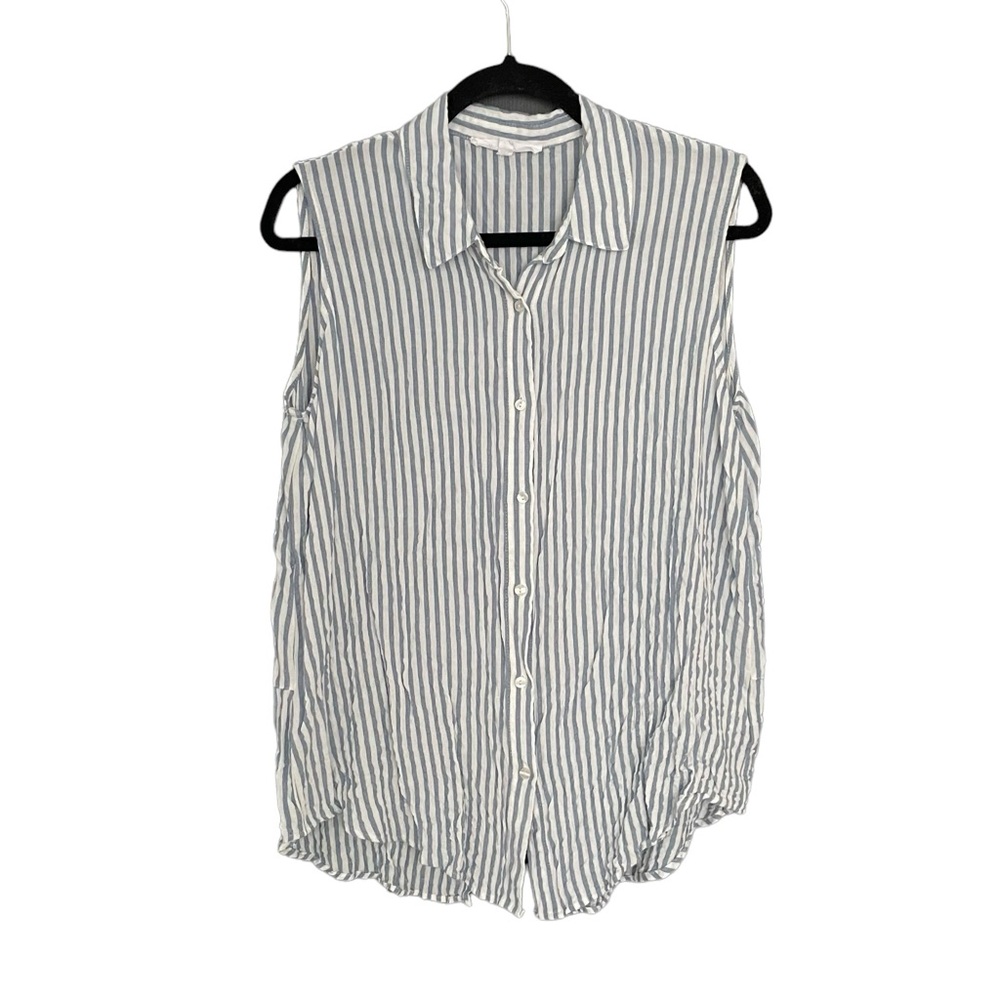 Anthropologie Blue & White Striped Sleeveless Button-Up Blouse (Jane & Delancey)